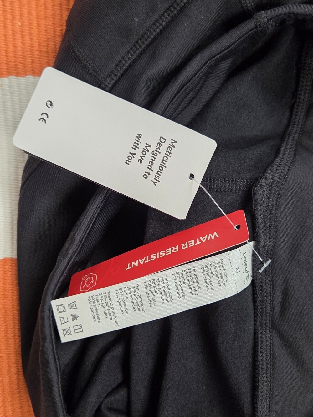 baleaf MED NWT Black Athletic Zip Pocket Leggings - Picture 2 of 8